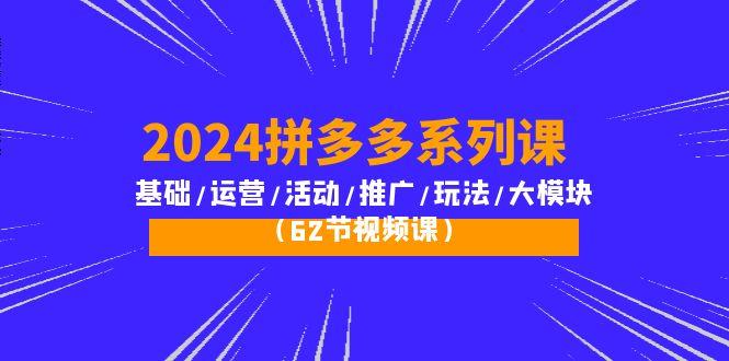 (10019期)2024拼多多系列课:基础/运营/活动/推广/玩法/大模块(62节视频课)