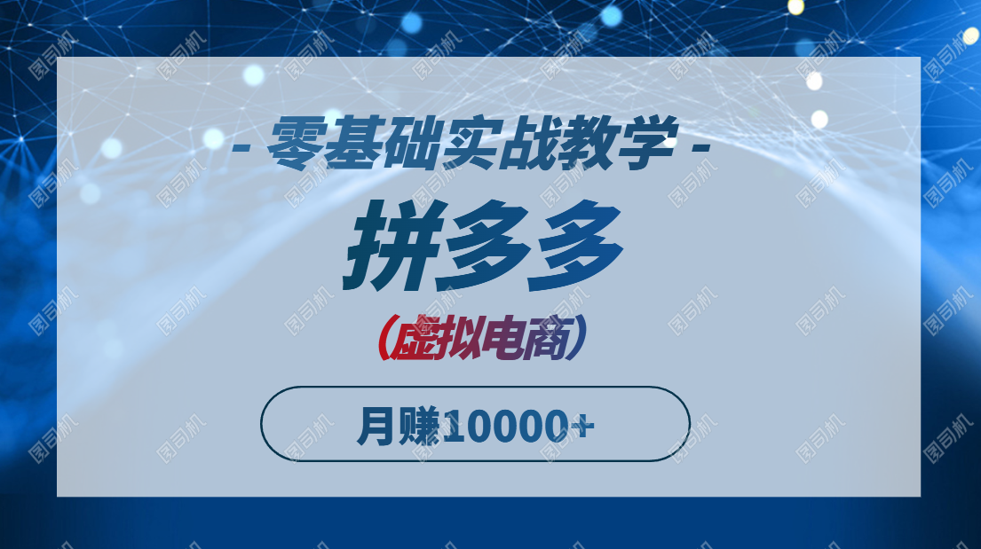 拼多多虚拟电商,零基础实战教学,快速打爆商品,新手也能月入10000+