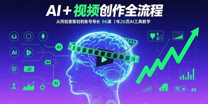 AI+短视频创作全流程:从创意策划到账号增长,96节课(含26项AI工具教学