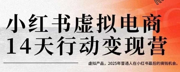 小红书虚拟电商14天变现训练营，虚拟产品，2025年普通人在小红书最后的搞钱机会(更新)