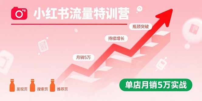 小红书流量特训营:突破流量瓶颈,实现店铺持续增长,单店月销5万实战