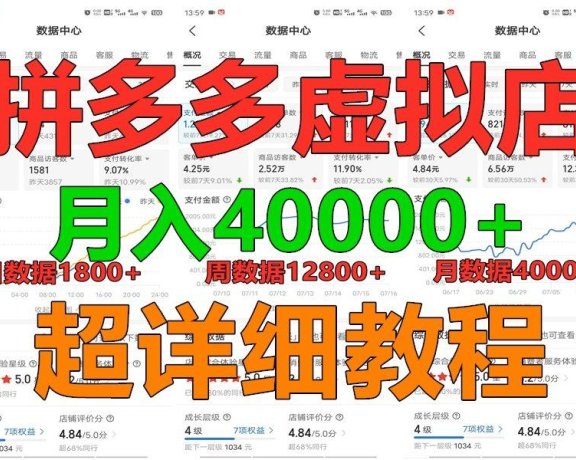 拼多多虚拟电商训练营月入40000+,全网最详细,你做你也行,暴利稳定长久