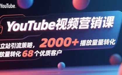 YouTube视频营销课，独立站引流策略，2000+播放量转化68个优质客户