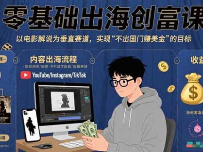 零基础出海创富课：以电影解说为垂直赛道，实现不出国门赚美金的目标