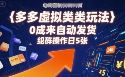 多多虚拟类目玩法，0成本全自动发货，矩阵操作日5张
