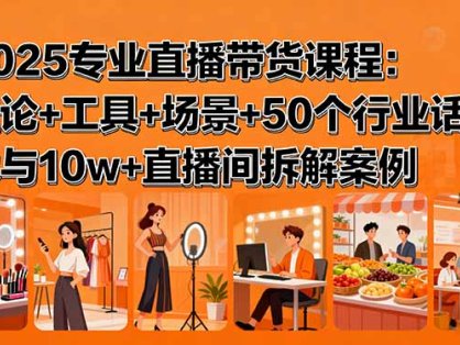 2025专业直播带货课程：理论+工具+场景+50个行业话术与10w+直播间拆解案例
