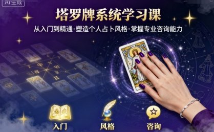 塔罗牌系统学习课，助你从入门到精通，塑造个人占卜风格，掌握专业咨询能力