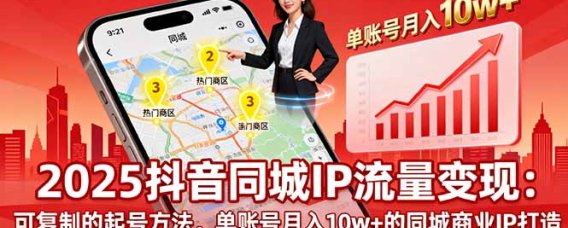 2025同城IP流量变现：可复制的起号方法，单账号月入10w+的同城商业IP打造